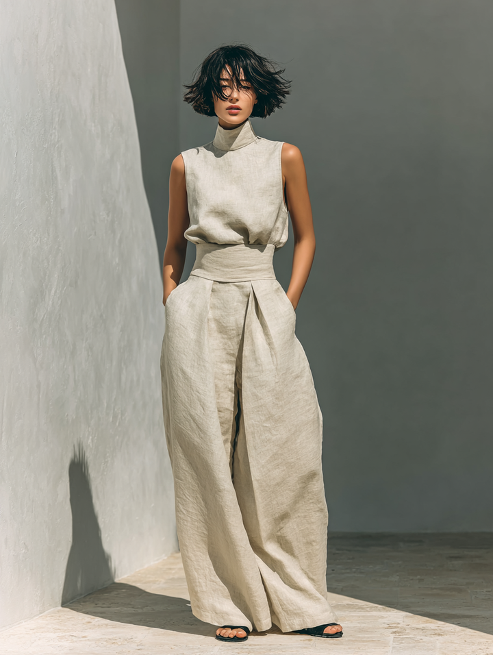 Maria | Conjunto elegante de top y pantalón ancho