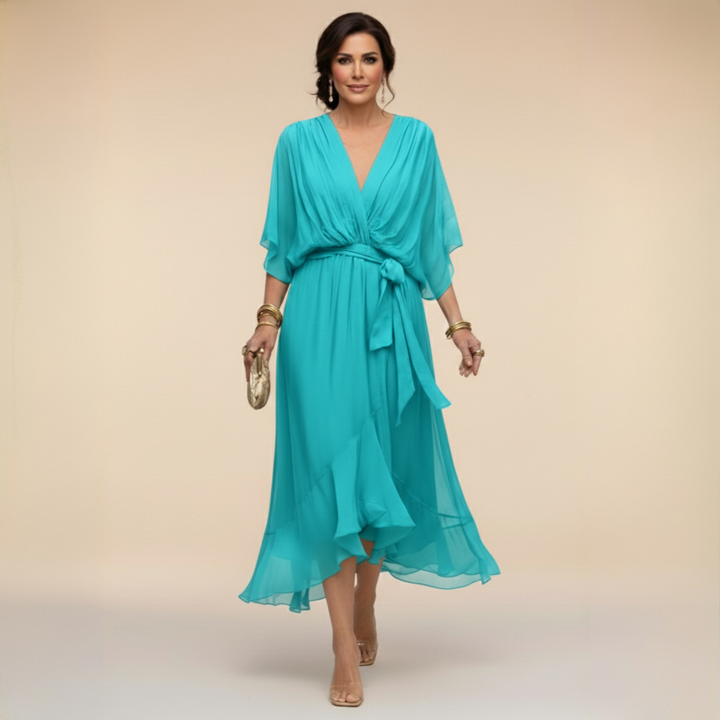 SERENA™ | VESTIDO FLUIDO CON ESCOTE EN V