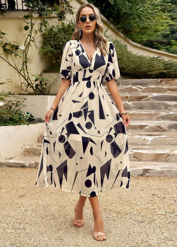 LORENA | VESTIDO MIDI FLORAL ELEGANTE