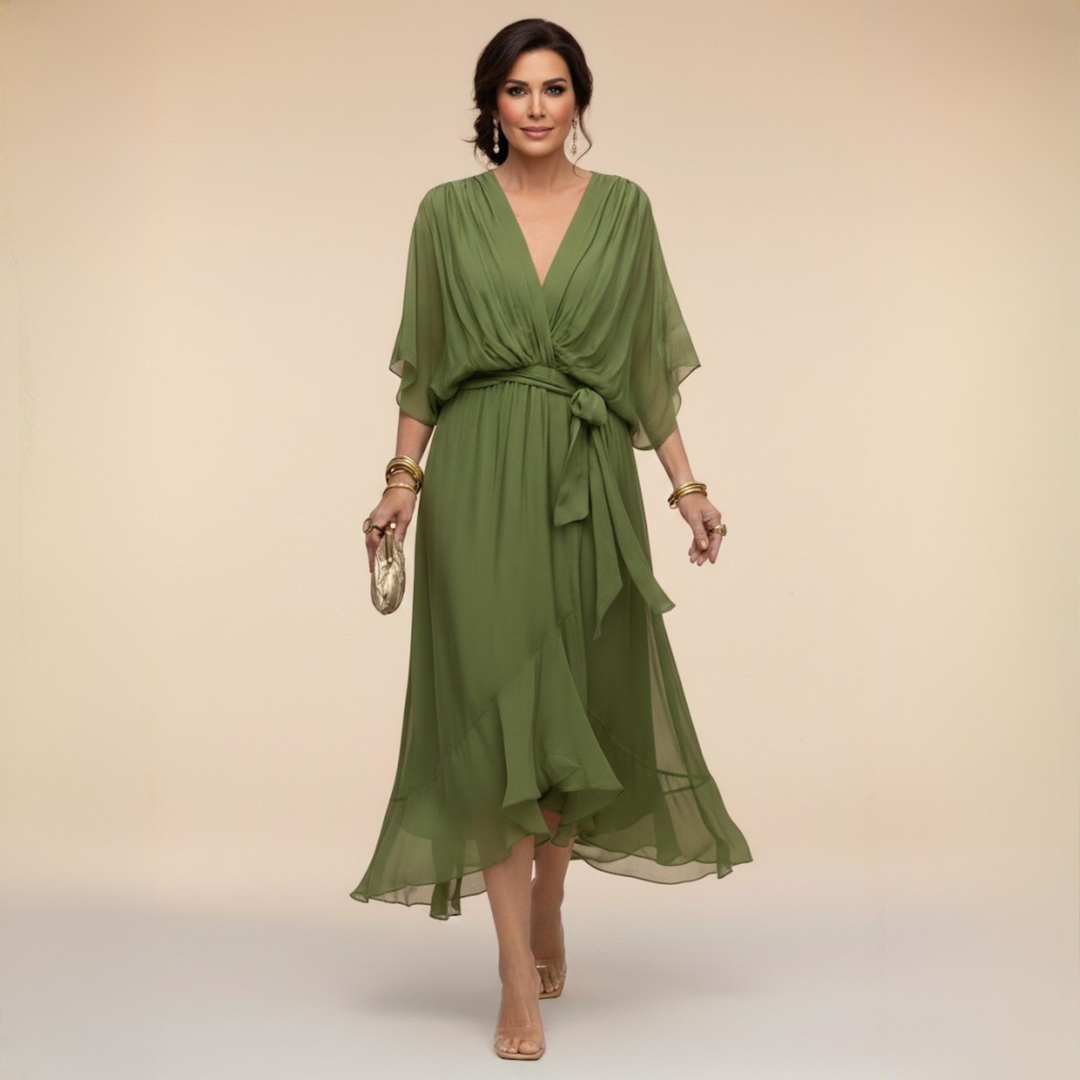 SERENA™ | VESTIDO FLUIDO CON ESCOTE EN V