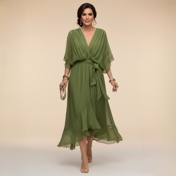 SERENA™ | VESTIDO FLUIDO CON ESCOTE EN V