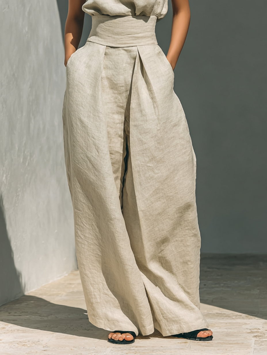 Maria | Conjunto elegante de top y pantalón ancho