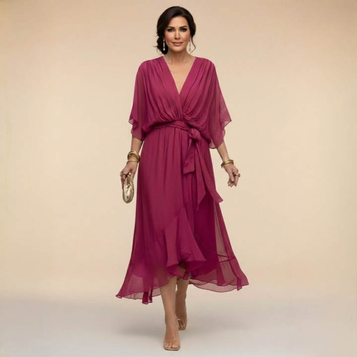 SERENA™ | VESTIDO FLUIDO CON ESCOTE EN V