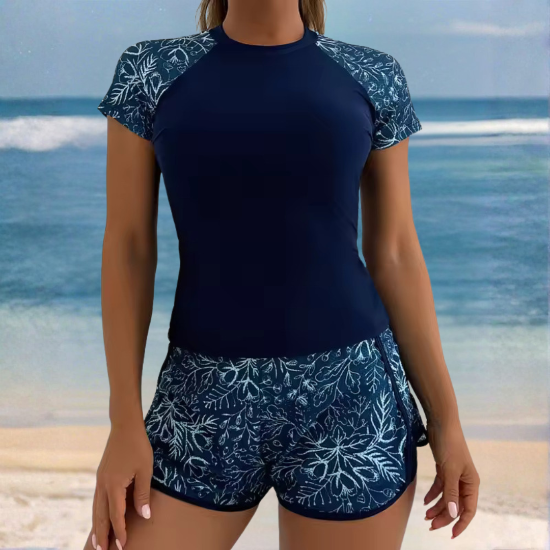 Viviana | Conjunto de Traje de Baño de Dos Piezas de Manga Corta