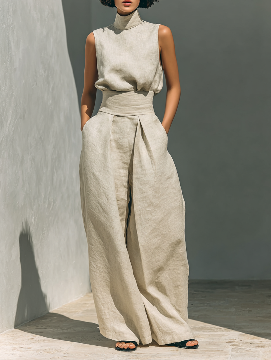 Maria | Conjunto elegante de top y pantalón ancho