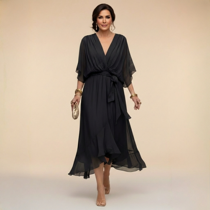 SERENA™ | VESTIDO FLUIDO CON ESCOTE EN V