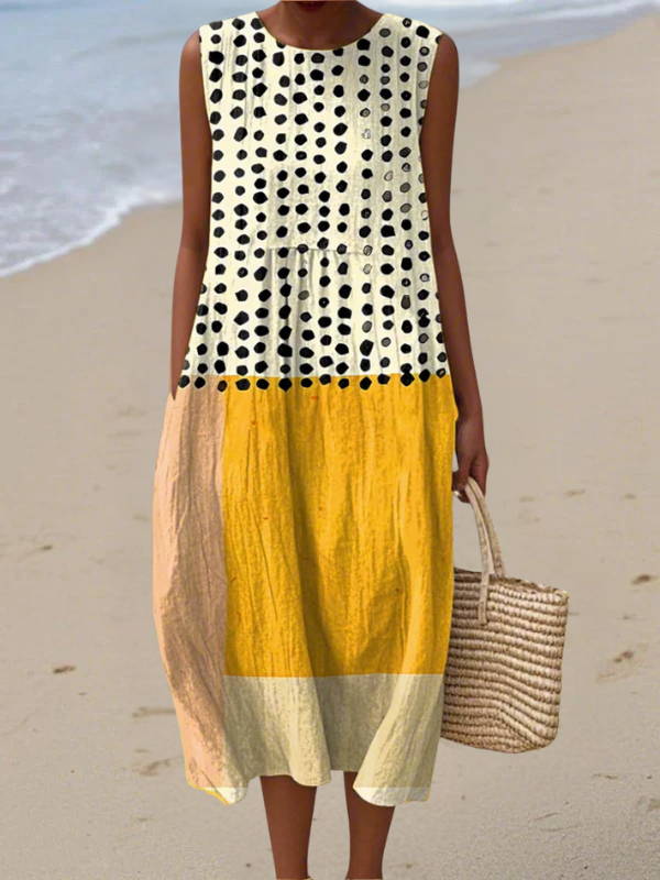 Vestido Midi Colorblock con Lunares Leah™