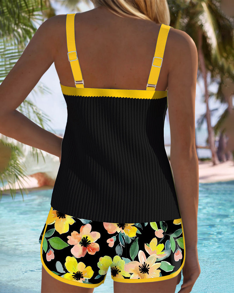Maren | Conjunto de Bañador con Top de Tirantes y Boxer Floral