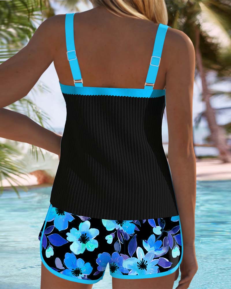 Maren | Conjunto de Bañador con Top de Tirantes y Boxer Floral