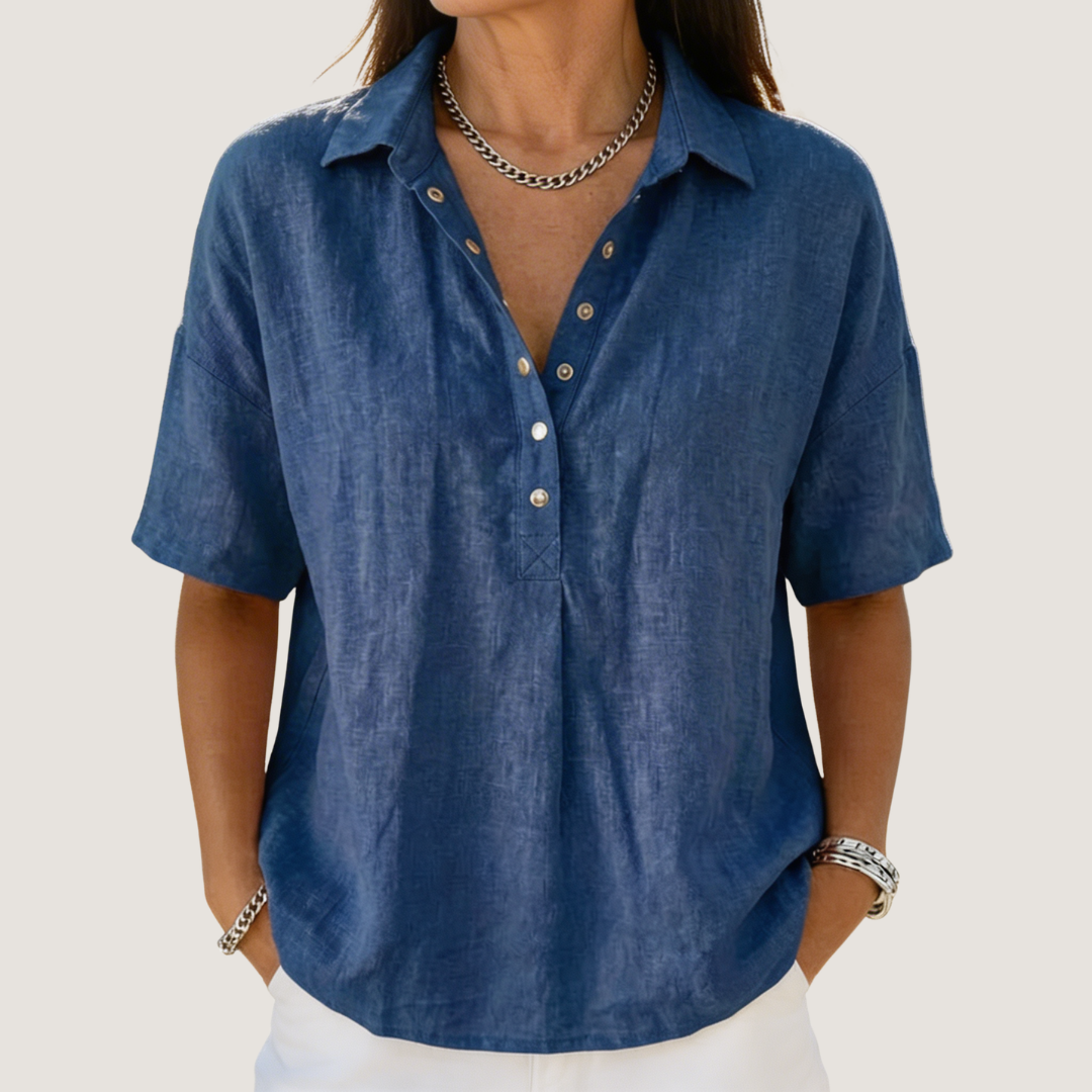 Julia | Blusa con Collar y Botón