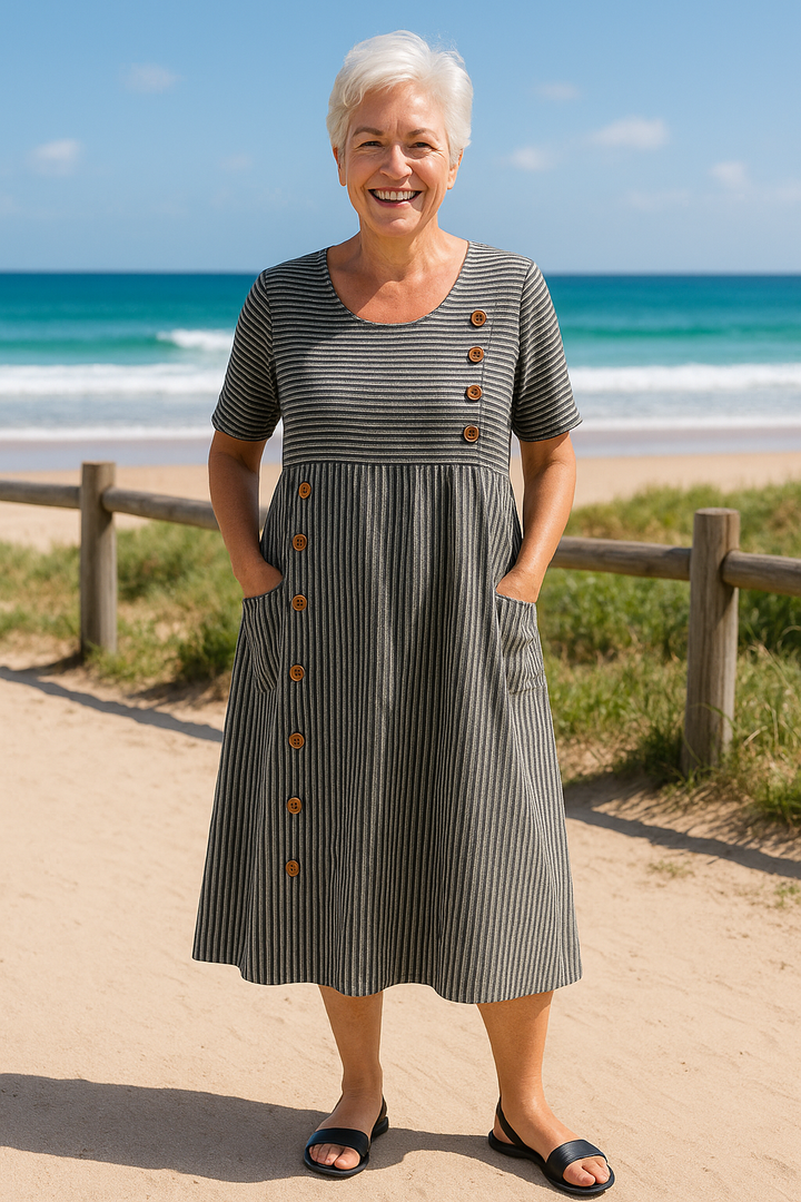 NEREA | VESTIDO MIDI A RAYAS