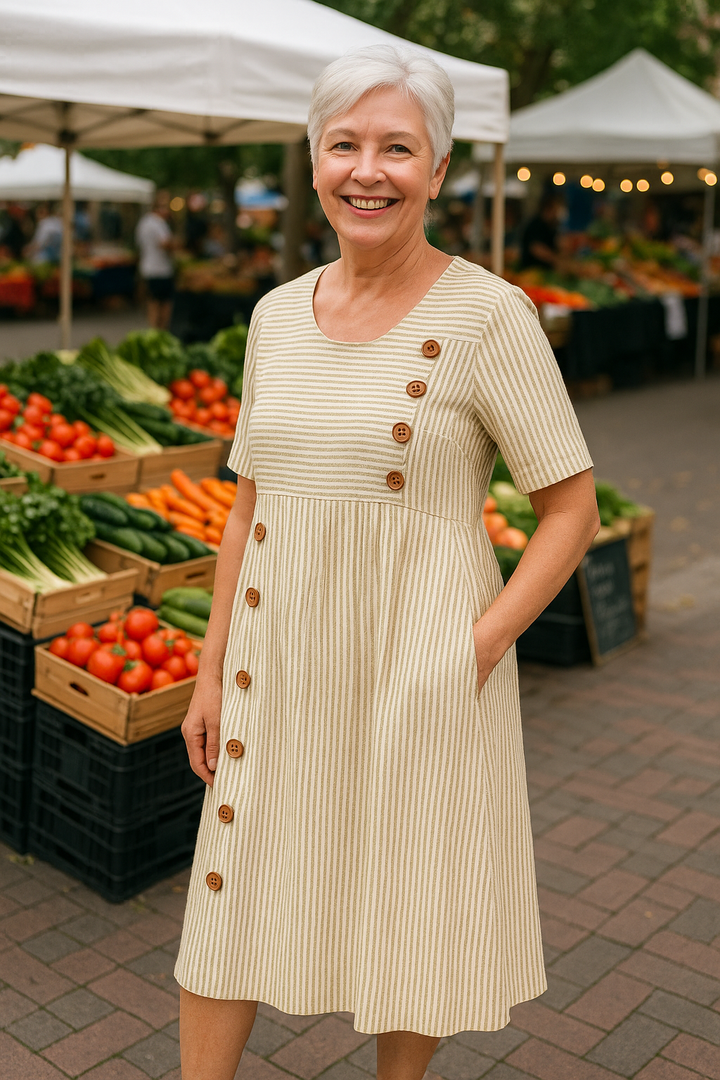 NEREA | VESTIDO MIDI A RAYAS