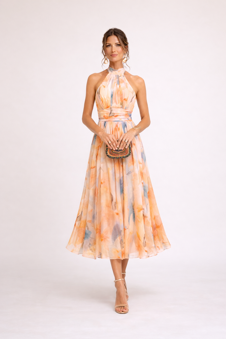 CAMILLE - VESTIDO MIDI ELEGANTE CON CUELLO