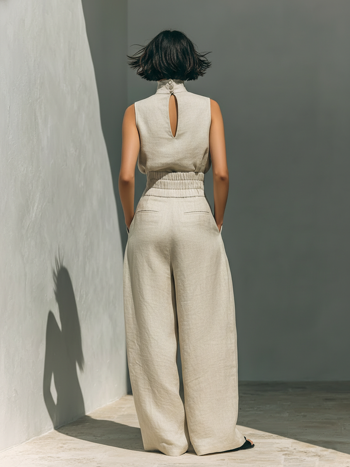 Maria | Conjunto elegante de top y pantalón ancho