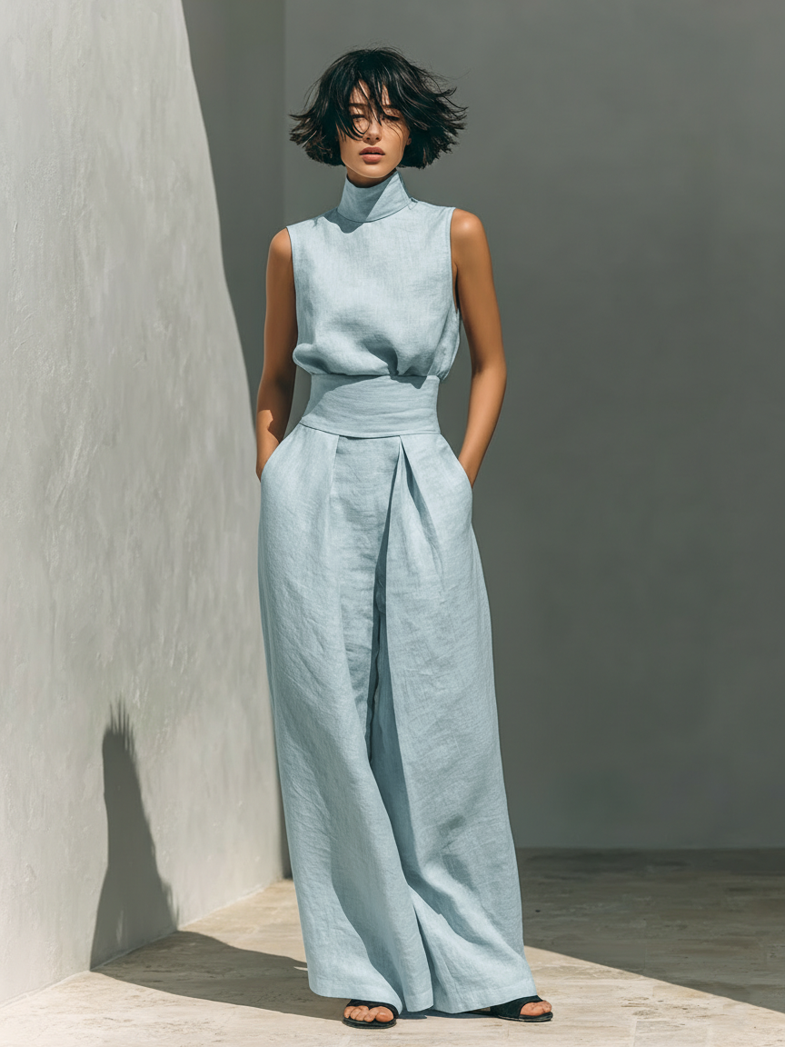 Maria | Conjunto elegante de top y pantalón ancho