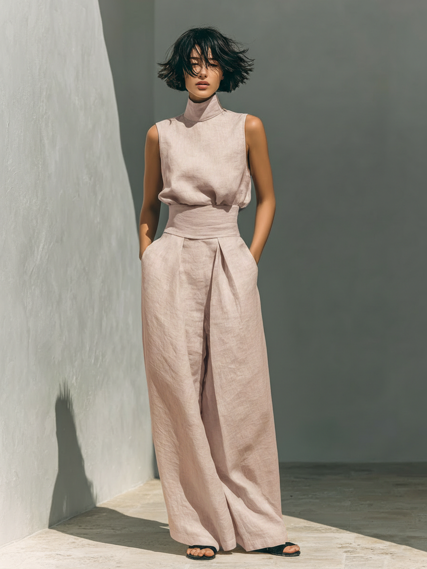 Maria | Conjunto elegante de top y pantalón ancho