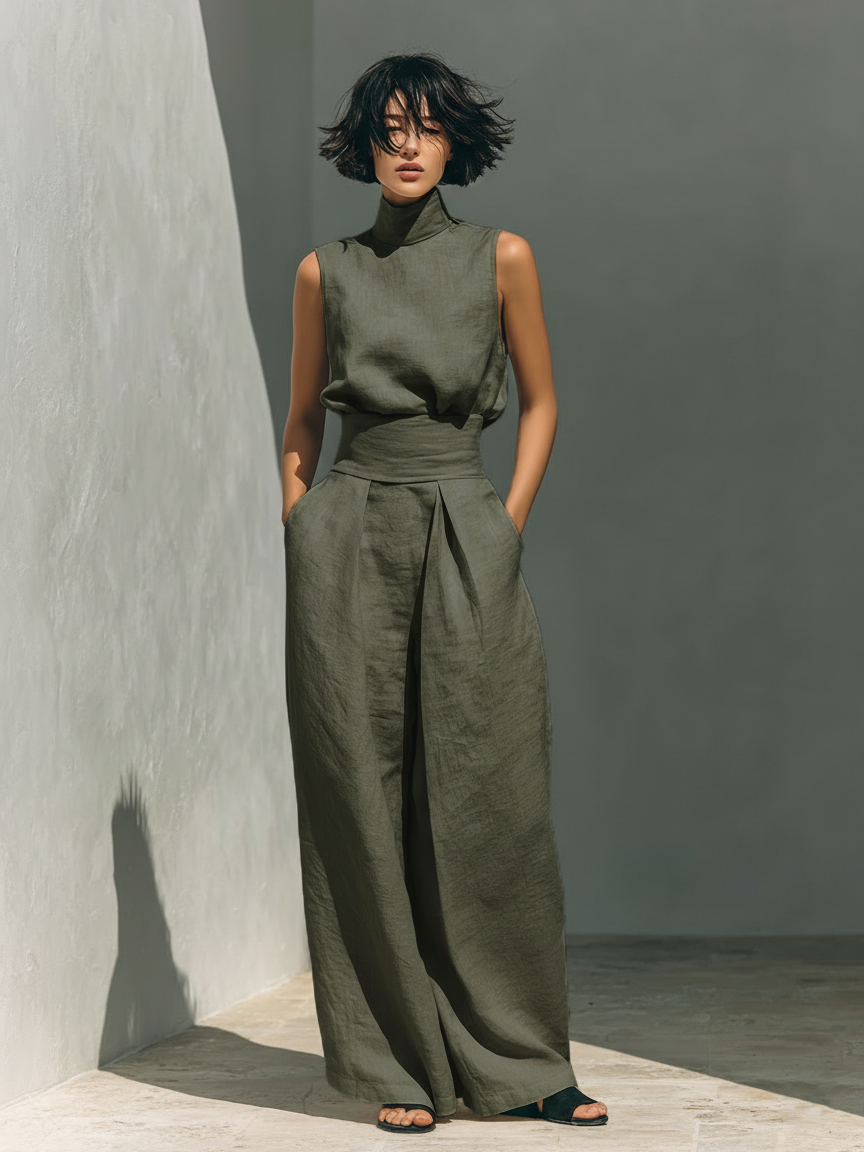 Maria | Conjunto elegante de top y pantalón ancho