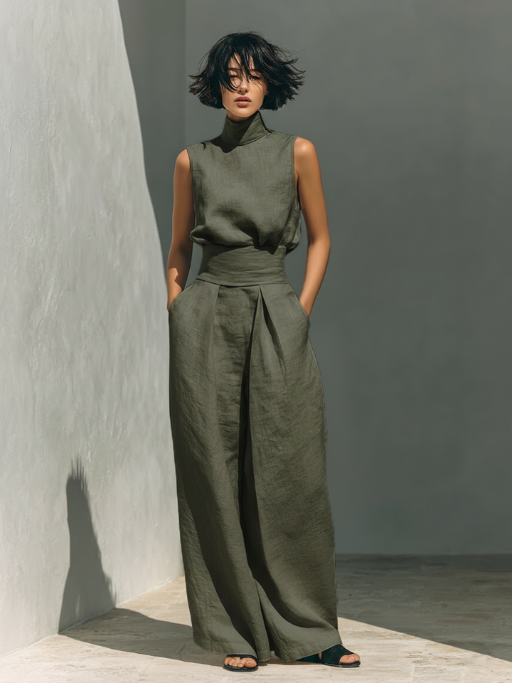 Maria | Conjunto elegante de top y pantalón ancho