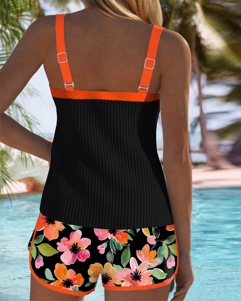 Maren | Conjunto de Bañador con Top de Tirantes y Boxer Floral