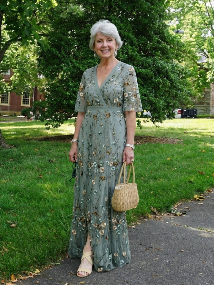 LUCÍA | VESTIDO MAXI FLORAL CON ESCOTE EN V Y MANGA CORTA